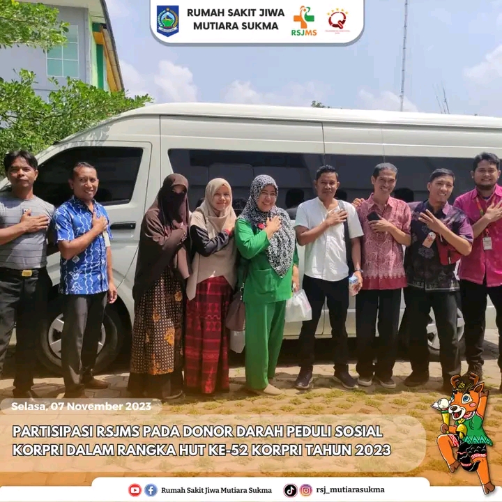 PARTISIPASI RSJMS PADA DONOR DARAH PEDULI SOSIAL KORPRI DALAM RANGKA HUT KE 52 KORPRI TAHUN 2023